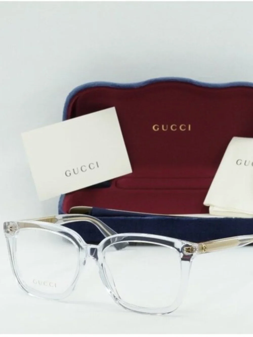Gucci GG1319O 003 Square Eyeglasses – Transparent With Gold